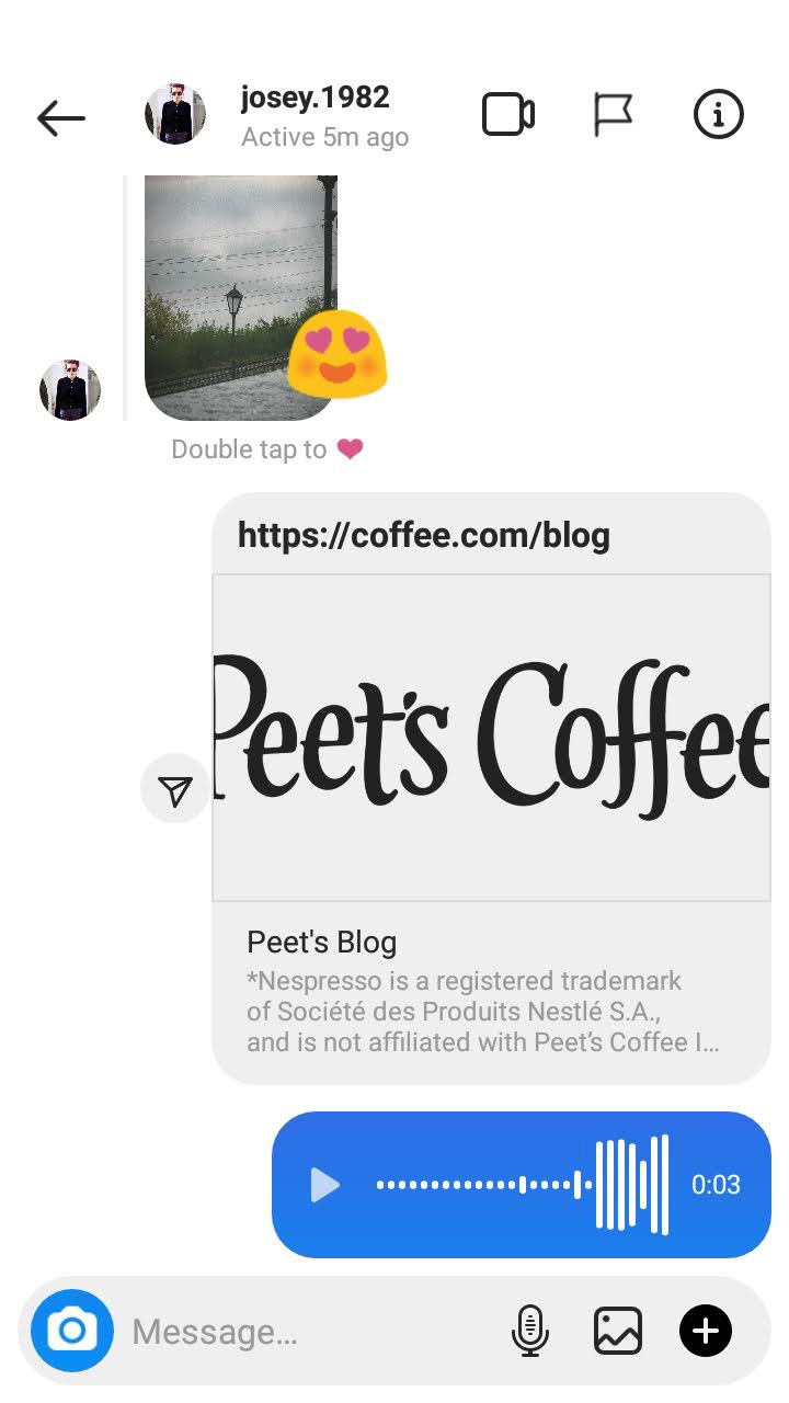Voice message in an Instagram chat.