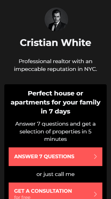 A website created on Taplink for a real estate business